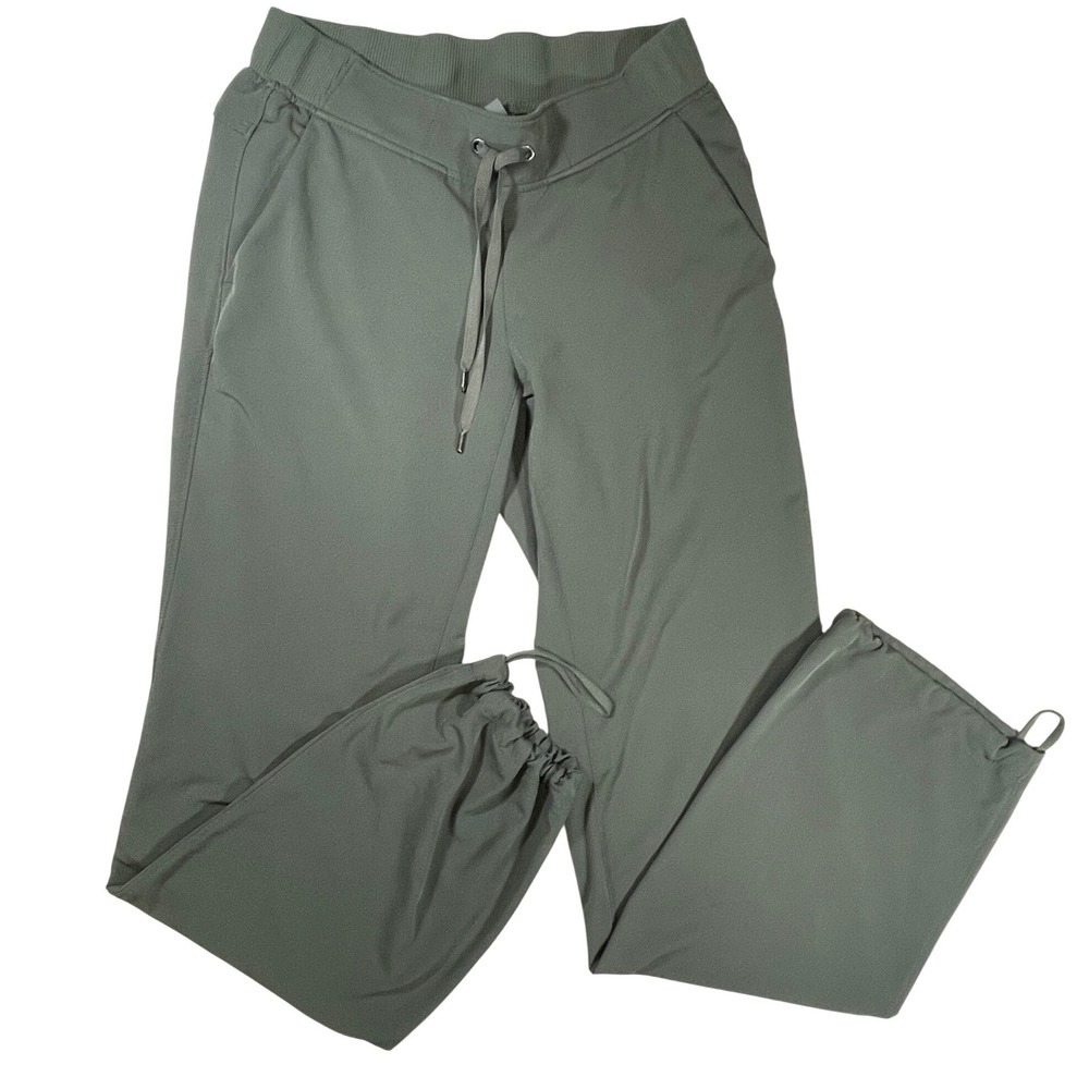 Athleta Pants Women Sage Green Drawstring Bungee Hem Straight Leg 4‎